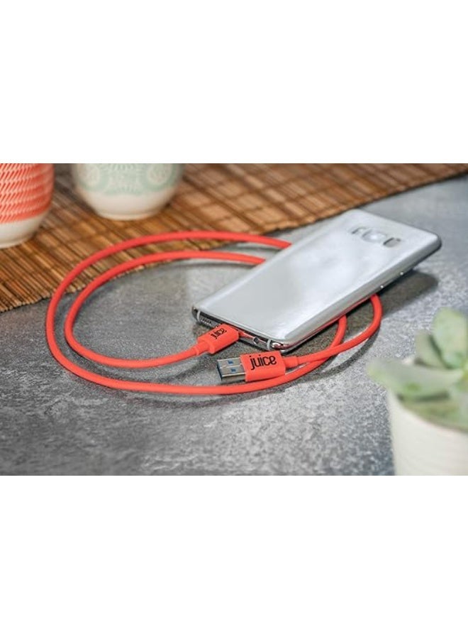 جوس كابل JUICE USB-A إلى Type C، مصنوع من مادة TPE معاد تدويرها بنسبة 100% ومعزّز للمتانة، يدعم الشحن ونقل البيانات، متوافق مع أحدث طرازات Samsung وHuawei وSony وiPhone، بالإضافة إلى الأجهزة اللوحية، وأجهزة الألعاب، وiPad Pro وiPad Air وiPad Mini، بطول 1 متر، باللون المرجاني (Coral). - Image 3
